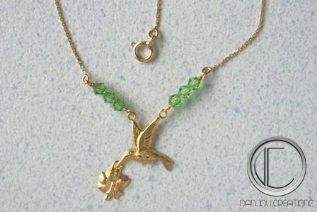 hummingbird necklace. Gold 750/1000