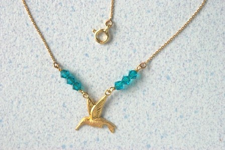 Collar Colibrí.Oro 750/1000