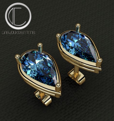 Pendientes London con Topacio Azul.Oro 750/1000