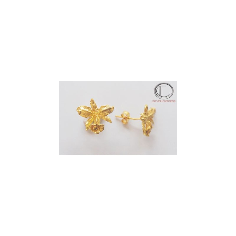 BOUCLES d' OREILLES ANTHURIUM.OR 750/1000