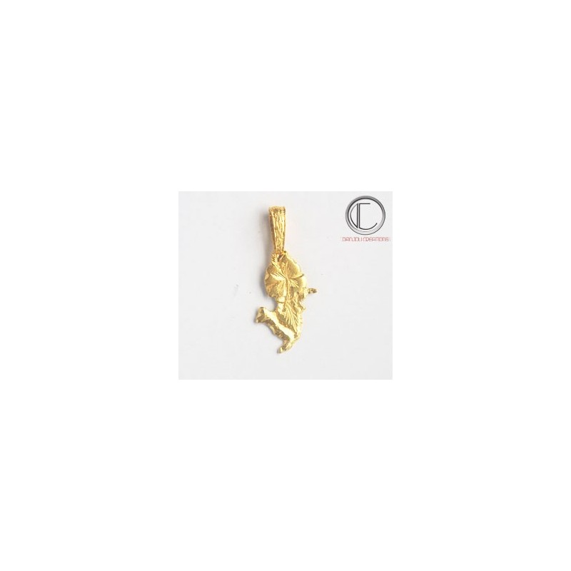 PENDENTIF CARTE  /HIBISCUS.Or 750/1000