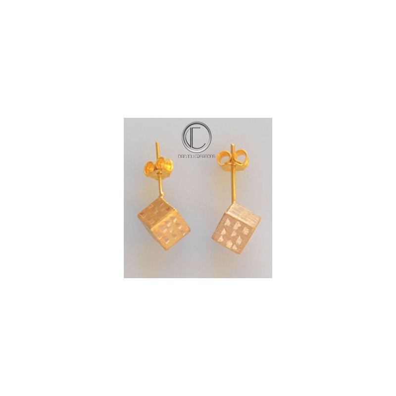 Boucles d' oreilles cubes.Or 750/1000