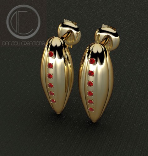 BOUCLES CABOSSES DE CACAO.Or 750/1000