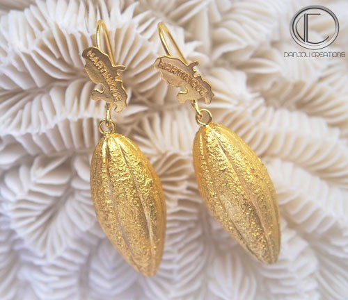 BOUCLES CABOSSES DE CACAO.Or 750/1000