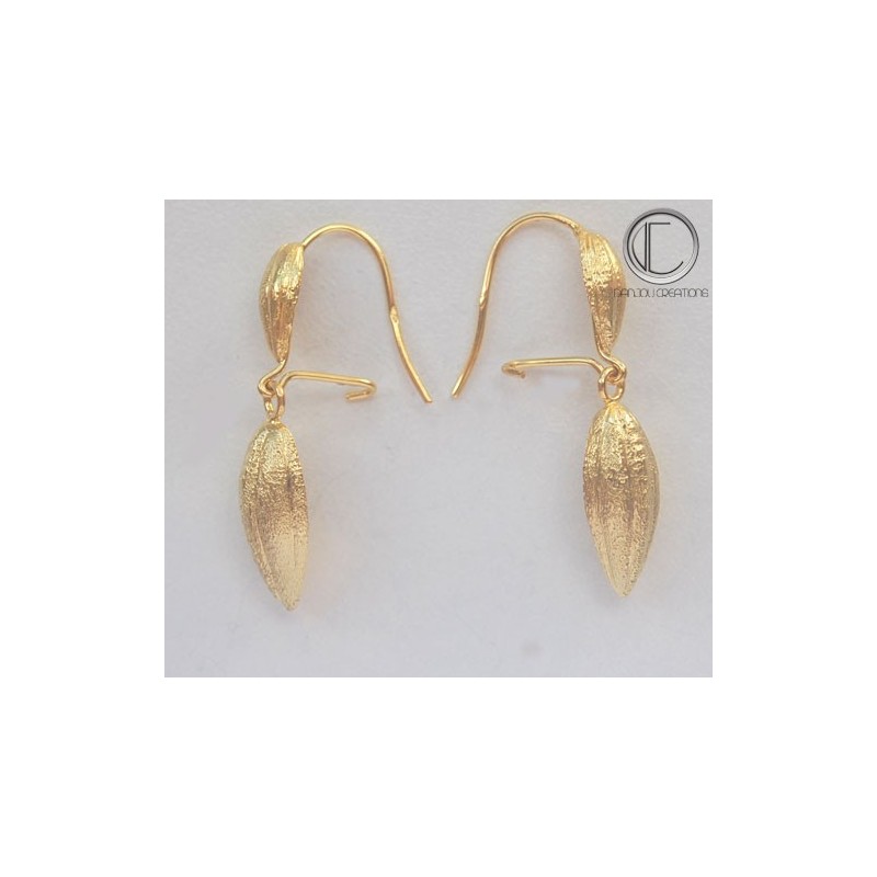BOUCLES CABOSSES DE CACAO.Or 750/1000