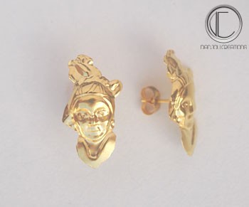BOUCLES TETES ANTILLAISES.or 750/1000