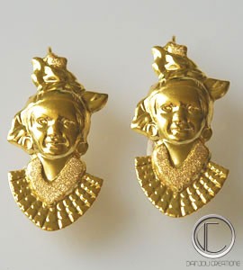 BOUCLES TETES ANTILLAISES.or 750/1000
