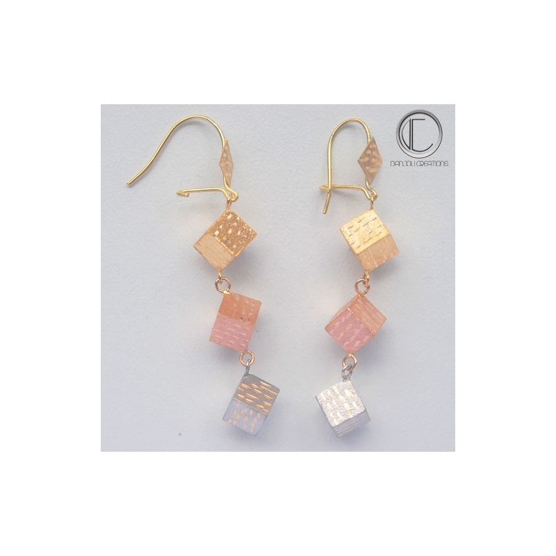 Boucles d' oreilles cubes.Or 750/1000