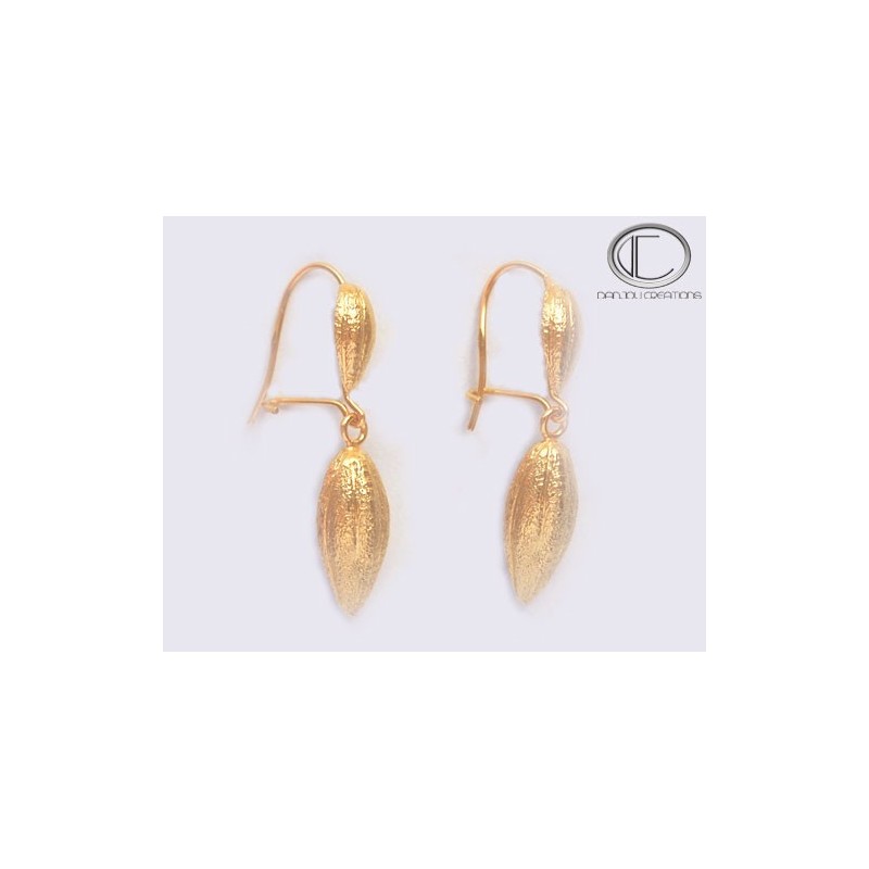 BOUCLES CABOSSES DE CACAO.Or 750/1000