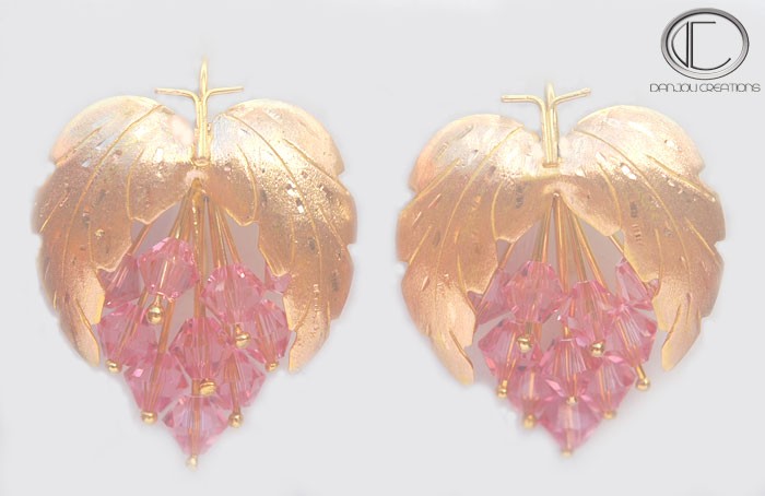 Boucles d'oreilles vignes.Or 750/1000