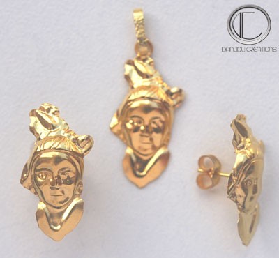 PARURE TETE ANTILLAISE.OR750/1000