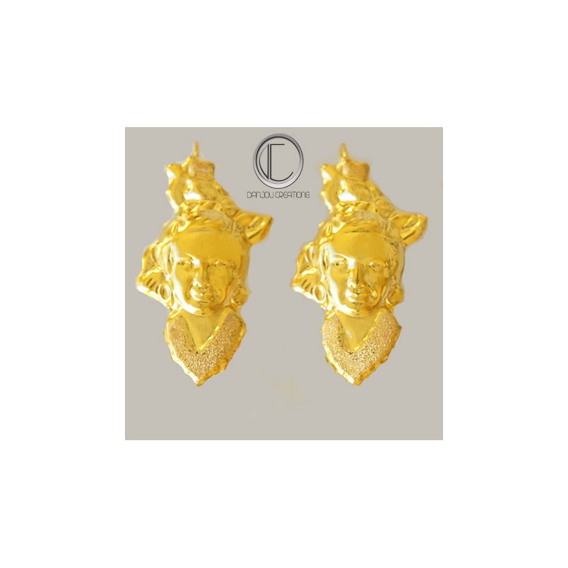 BOUCLES TETES ANTILLAISES.OR 750/1000