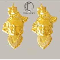 BOUCLES TETES ANTILLAISES.OR 750/1000